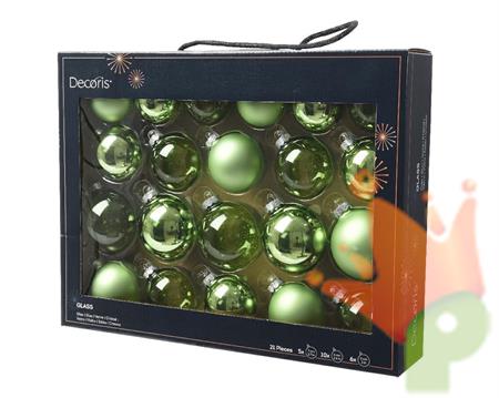 PALLINE DI NATALE VERDE LUCIDO OPACO 21PZ
