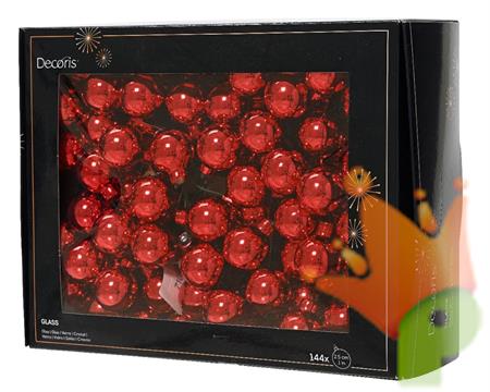 PALLINE DI NATALE A GRAPPOLO ROSSE LUCIDE 2,5 CM 12 PZ