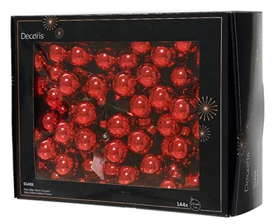 PALLINE DI NATALE A GRAPPOLO ROSSE LUCIDE 2,5 CM 12 PZ