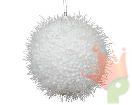 PALLINA DI NATALE IN FOAM BIANCA INNEVATA 10 CM