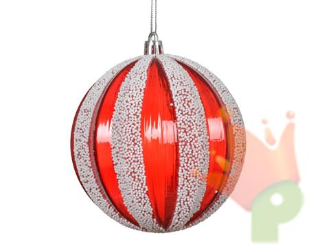 PALLINA DI NATALE ROSSA CON DECORI BIANCHI 6 CM
