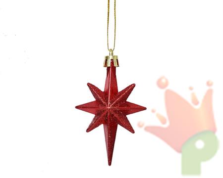 PENDENTE STELLA ROSSO GLITTER 7,8X5,3 CM