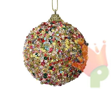 PALLINA DI NATALE CON PAILLETTES MULTICOLOR 8 CM