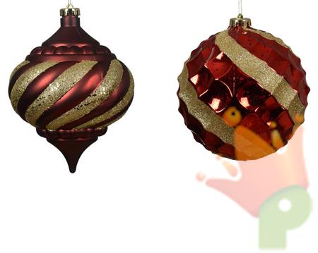 PALLINA DI NATALE ROSSA DECO ORO 15 CM 1PZ ASS.