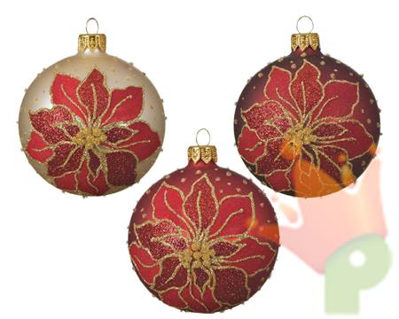 PALLINA DI NATALE ROSSA DECORATA 3 ASS. 8 CM