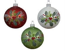 PALLINA DI NATALE ROSSA/BIANCA/VERDE DECORATE 3 ASS