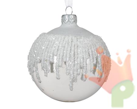 PALLINA DI NATALE BIANCA INNEVATA 8 CM