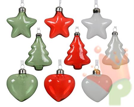 PENDENTE IN VETRO ALBERO/STELLA/CUORE H.10 CM 1 PZ ASSORTITO
