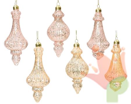 PENDENTE NATALIZIO ROSA IRIDESCENTE H.15X6 CM 1 PZ ASSORTITO