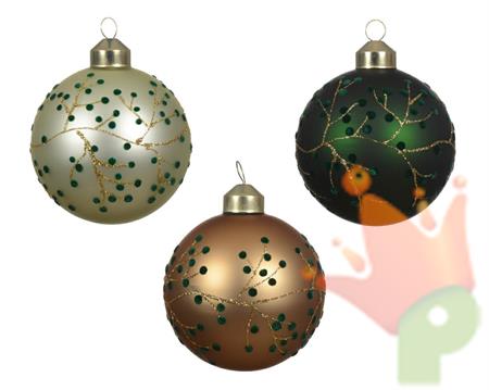 PALLINA DI NATALE VERDE DECORATA 3 ASS 8 CM