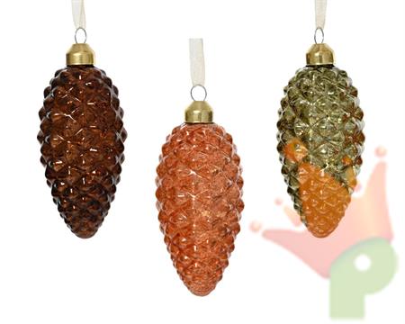 PENDENTE PIGNA VETRO MARRONE/VERDE 10,5CM 1PZ ASS.