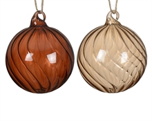 PALLINA DI NATALE IN VETRO TRASPARENTE MARRONE 10 CM 2 ASS