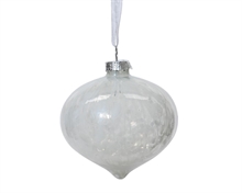 PALLINA DI NATALE BIANCA A CIPOLLA CON GLITTER INTERNI 8CM