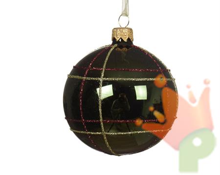 PALLINA DI NATALE VERDE PINO DECORO SCOZZESE 8 CM