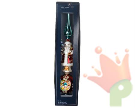 PUNTALE PER ALBERO IN VETRO CON BABBO NATALE H.40 CM