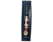 PUNTALE PER ALBERO IN VETRO CON BABBO NATALE H.40 CM