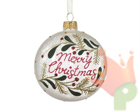 PALLINA DI NATALE TRASPARENTE MERRY CHRISTMAS 8CM