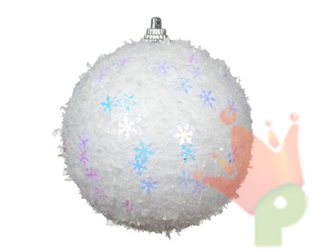 PALLINA DI NATALE IN FOAM BIANCA DECORI IRIDESCENTI 8 CM
