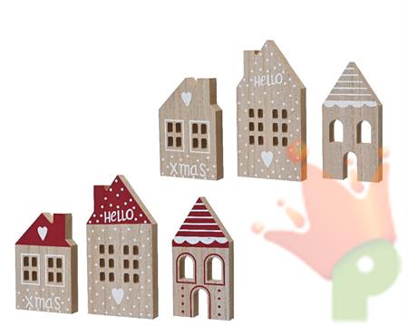 CASETTA NATALIZIA IN LEGNO SET 3 PZ H.18,5 CM