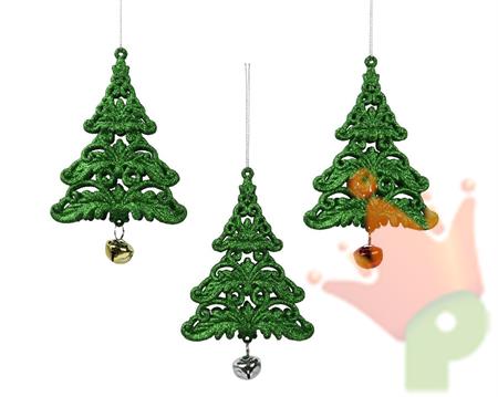 PENDENTE ALBERO DI NATALE VERDE CON CAMPANELLA 3 ASS