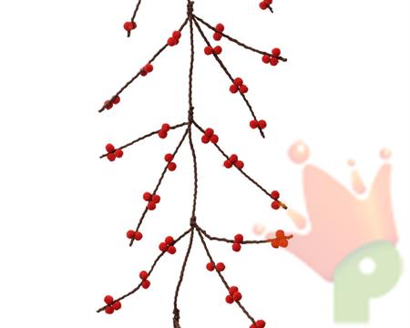 GHIRLANDA IN FELTRO CON BACCHE ROSSE 115 CM