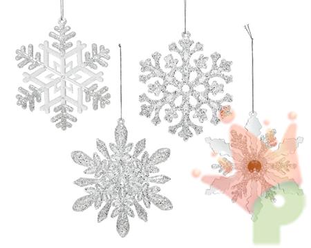 FIOCCO DI NEVE CON  GLITTER ARGENTO 4 ASS