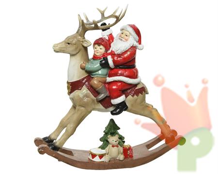 BABBO NATALE SU RENNA A DONDOLO H.22,5 CM