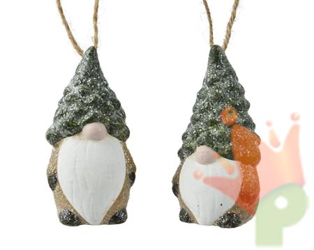 PENDENTE GNOMO IN TERRACOTTA CON CAPPELLO ALBERO 2 ASS