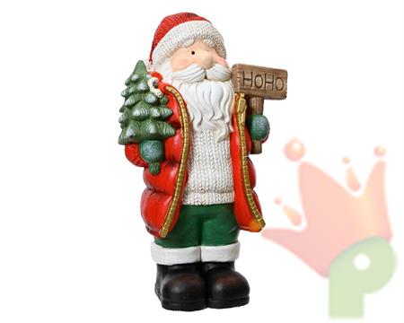 BABBO NATALE IN TERRACOTTA CON  ALBERO H.51 CM