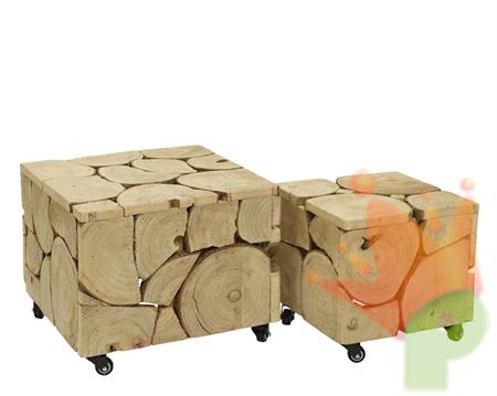 TAVOLINO IN LEGNO CON ROTELLE 47XH.37 CM