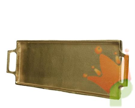 VASSOIO RETTANGOLARE IN ALLUMINIO CON MANICI ORO 54,5X16,5X4 CM