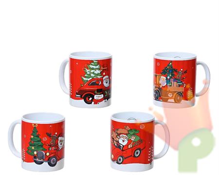 TAZZA CON STAMPA NATALIZIA H.9,5 CM 1 PZ ASSORTITO