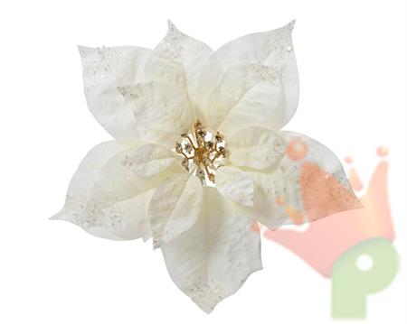 STELLA DI NATALE BIANCA CON CLIP 26X6 CM