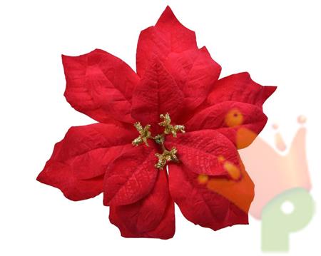 STELLA DI NATALE ROSSA VELLUTO CON CLIP 16X3 CM