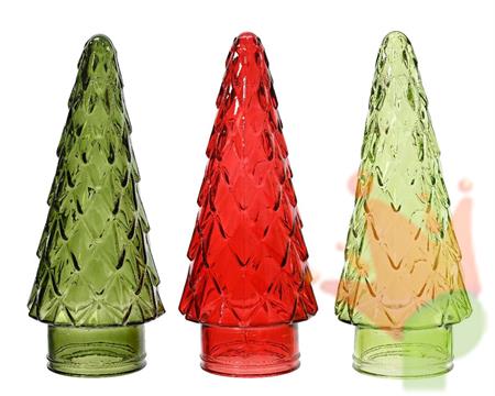 ALBERO DI NATALE IN VETRO H.25 CM 3 ASS