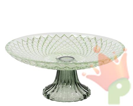 ALZATA PER TORTA IN VETRO TRASPARENTE MENTA DECORATO H.25X10,