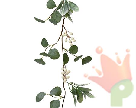 GHIRLANDA DI FOGLIE E BACCHE BIANCHE 150 CM