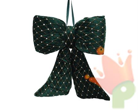 FIOCCO IN VELLUTO VERDE SCURO CON LUSTRINI H.19X16