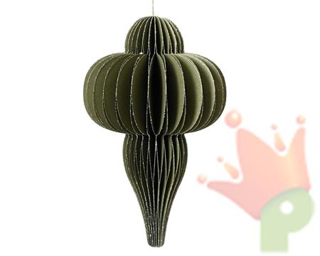 PENDENTE ORNAMENTO IN CARTA NIDO D'APE VERDE H.15X9 CM