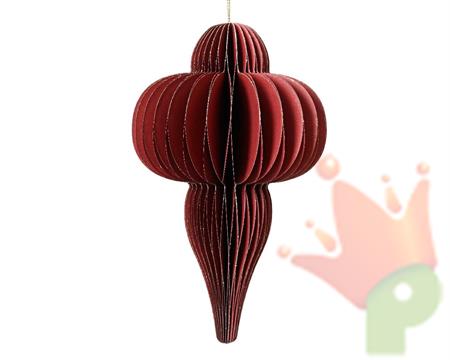 PENDENTE ORNAMENTO IN CARTA NIDO D'APE ROSSO H.15X9 CM