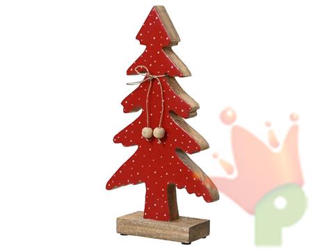 ALBERO IN LEGNO CON BASE ROSSO H.32 CM