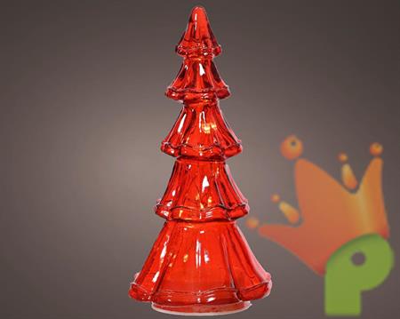 ALBERO IN VETRO ROSSO LUMINOSO CON MICROLED BIANCO CALDO H.29,5C
