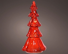 ALBERO IN VETRO ROSSO LUMINOSO CON MICROLED BIANCO CALDO H.29,5C
