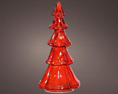 ALBERO IN VETRO ROSSO LUMINOSO CON MICROLED BIANCO CALDO H.29,5C