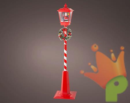 LANTERNA ROSSA LUMINOSA CON  BABBO NATALE MUSICA E MOVIMENTO  H1