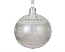 PALLINA PER ALBERO IN VETRO DECORO FIOCCHI DI NEVE 8 CM