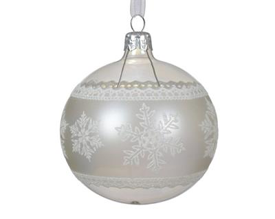 PALLINA PER ALBERO IN VETRO DECORO FIOCCHI DI NEVE 8 CM