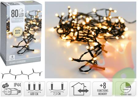 LUCI DI NATALE 80 LED BIANCO CALDO