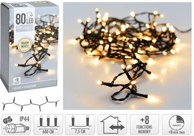 LUCI DI NATALE 80 LED BIANCO CALDO