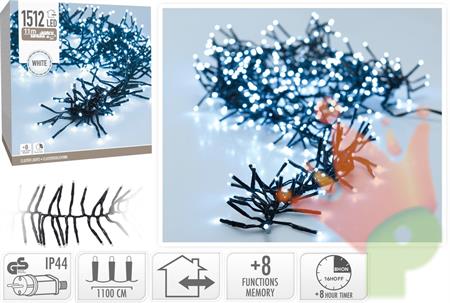 LUCI DI NATALE CLUSTER 1512 LED BIANCO FREDDO